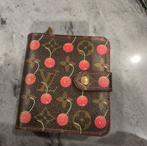 Louis Vuitton Brown and Red Wallet with Cherry Design